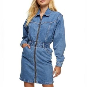 Topshop Blue Denim Mini Dress